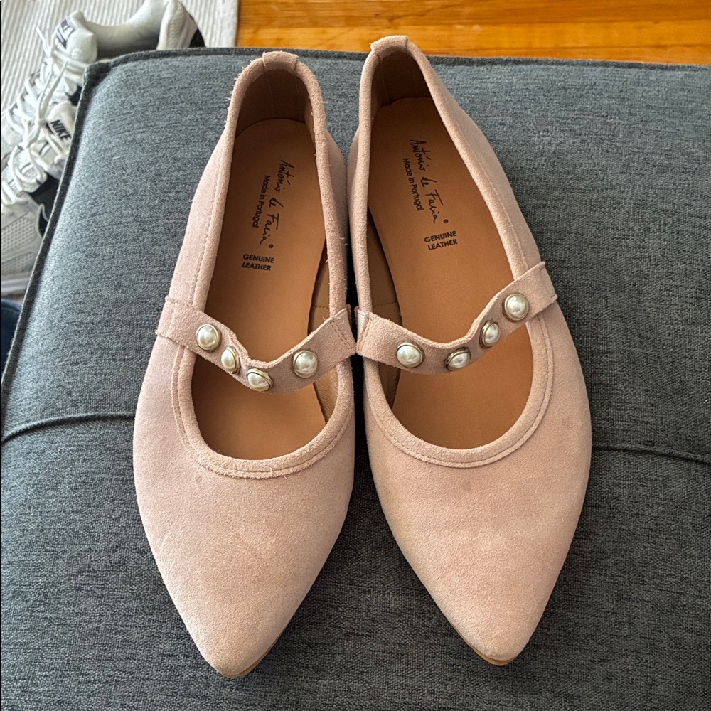 Antonio de faria pink suede mary Jane flats